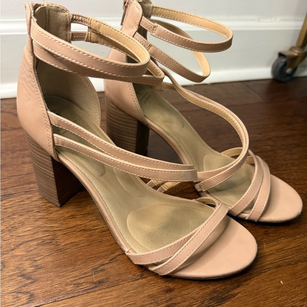 Elegant Nude Strappy Heeled Sandals